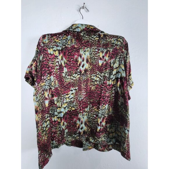 Anthropologie Tiny Womens XL Multicolor Abstract Short Sleeve Button-Down Blouse - Picture 2 of 8